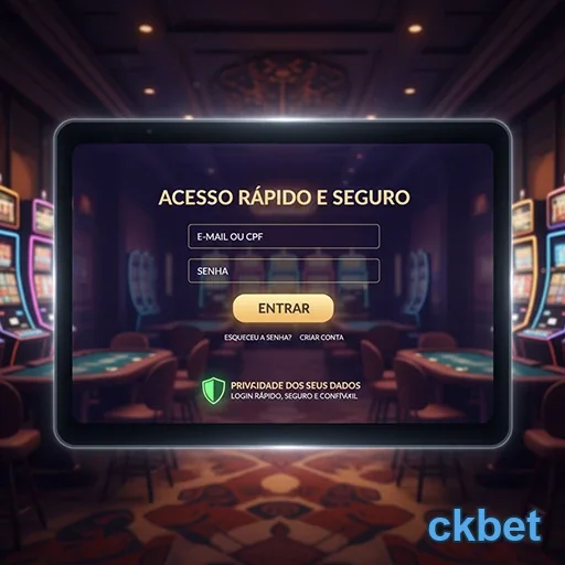 Tela de login rápido da ckbet em ambiente de cassino.