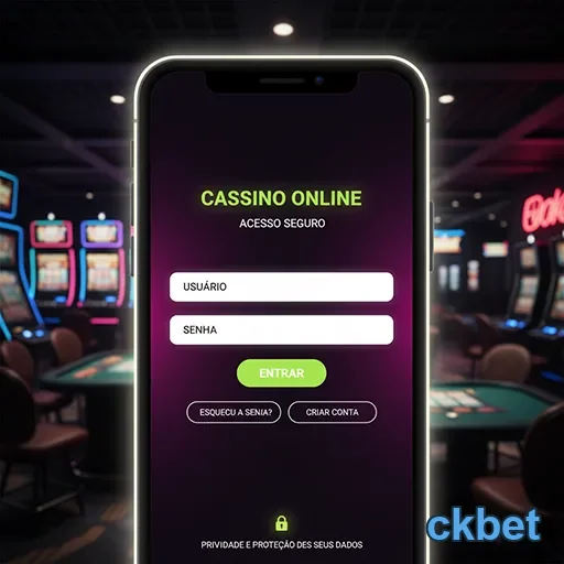Tela de login da ckbet destacando acesso ao cassino online.