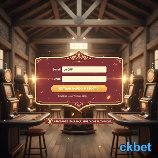 Tela de login do aplicativo ckbet em ambiente de cassino.
