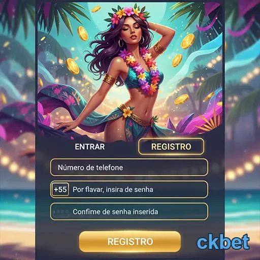 ckbet apresenta tela de registro do aplicativo de cassino no celular.