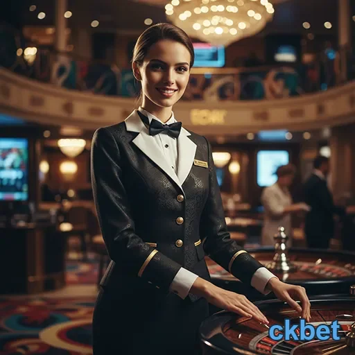 Atendente em cassino da ckbet oferecendo suporte VIP.