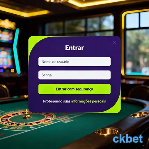 Tela de login da ckbet com campos para usuário e senha