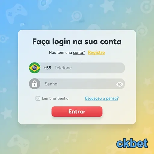 Tela de login da conta do ckbet com campos para telefone e senha.