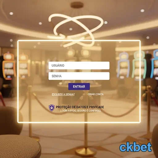 Tela de login do ckbet com campos para usuário e senha.