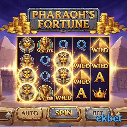 Interface da ckbet mostrando Pharaoh's Fortune e serviços VIP.