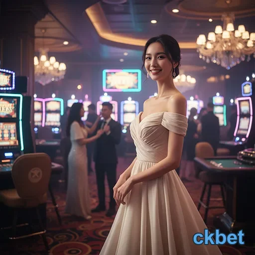 Jogadora em vestido elegante em ambiente de cassino ckbet.